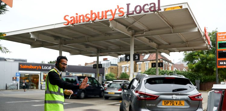 Britain gas stations fuel shortage drivers