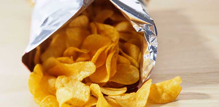 potato chips bag uk man