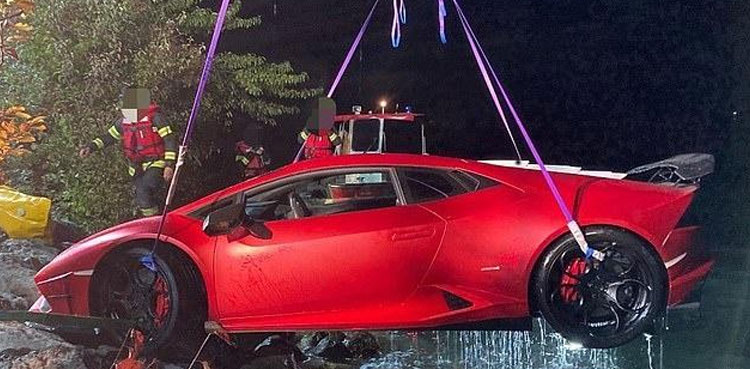 lamborghini Crash in Lake
