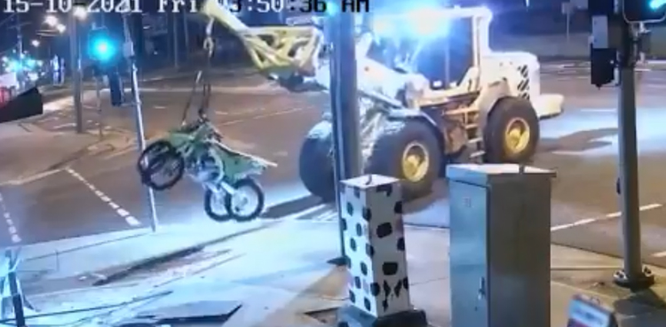 thief tractor police chase video