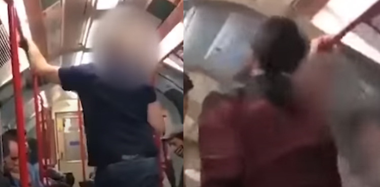 tube passengers woman abusive male video