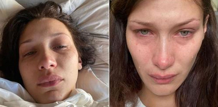 bella hadid, emotional support, crying
