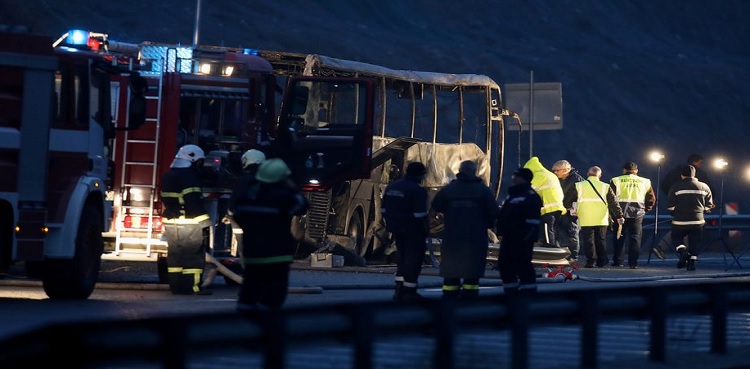 bulgaria Flaming bus crash
