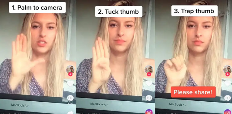tiktok hand gestures kidnapped girl