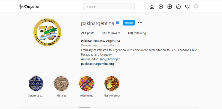 Pakistan consulate instagram account