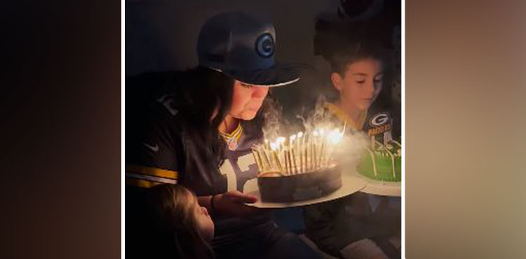 hair catch fire, Woman, viral, birthday candles