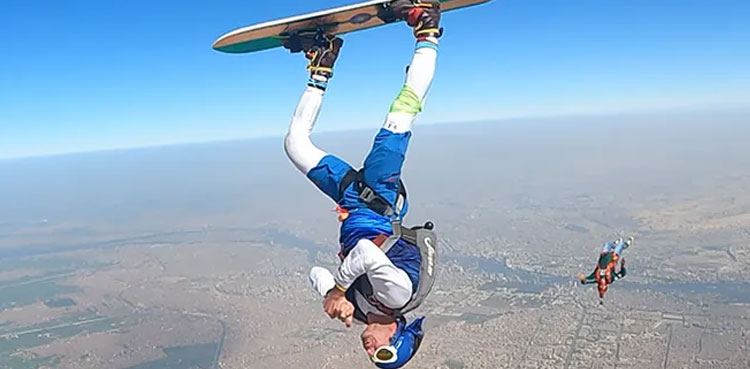 helicopter spins, World record, skysurfing, viral