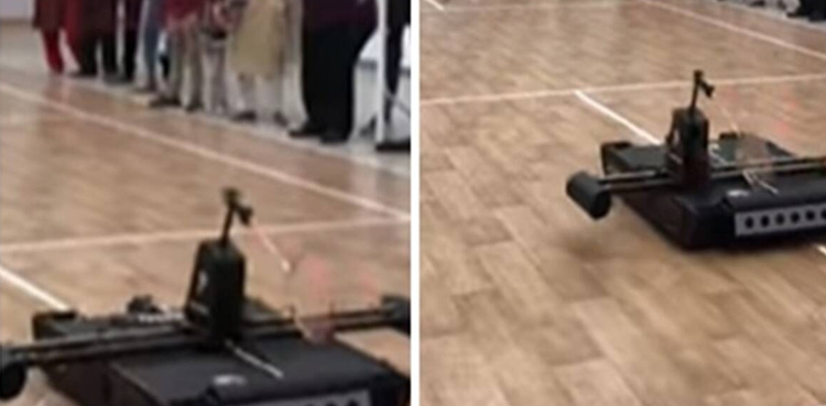 Viral video,man, robot, badminton, man plays