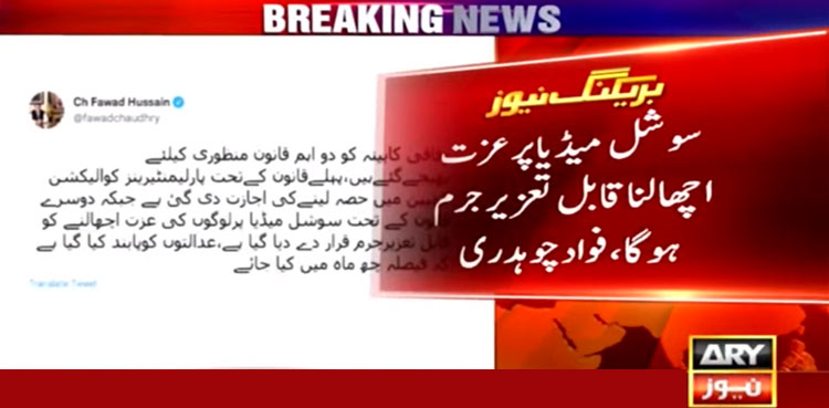 Fawad Chaudhry, federal cabinet, Social Media, Defamatory