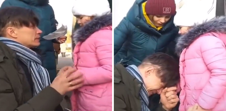 struck, war, father daughter goodbye, Ukrainian father