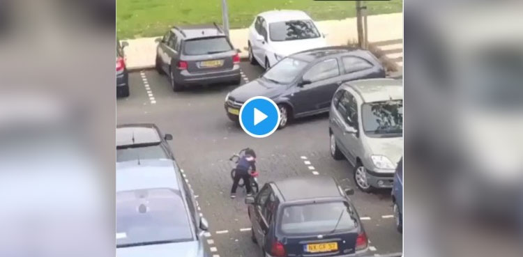 Child bicycle parking viral video