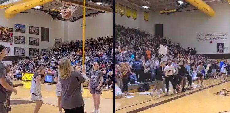 Blind girl, Video, basketball, game