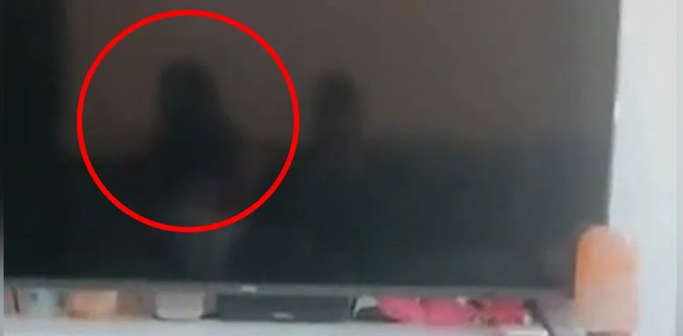 TikToker ghost TV reflection viral video