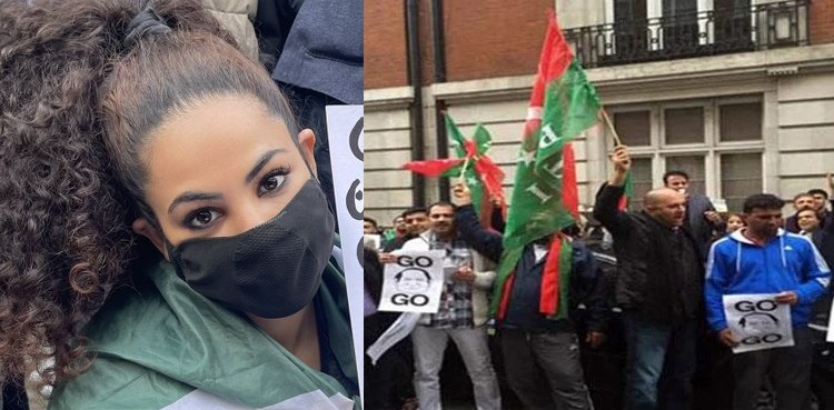 annie khalid, pti protest, pakistan high commission, azadi march