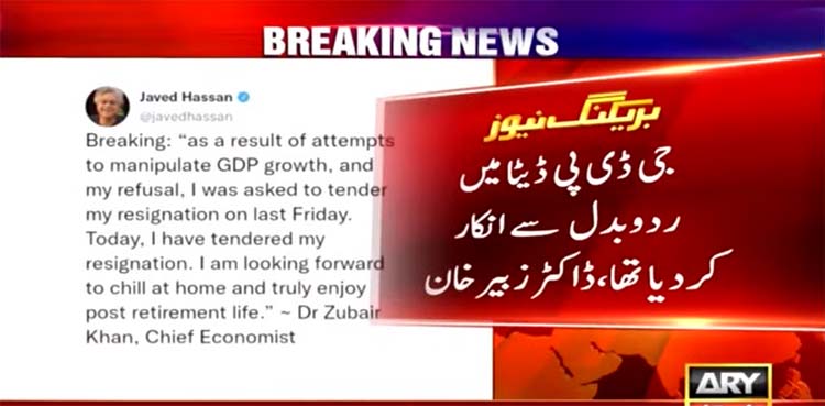 chief economist zubair, shaukat tarin, gdp,