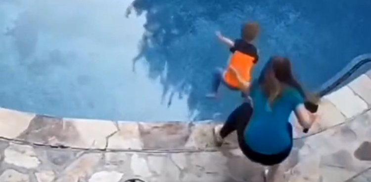 Viral video, mother, son, swimming pool, drowning