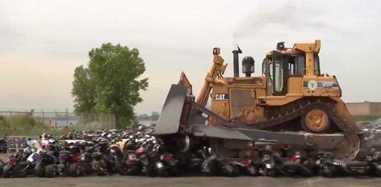 Bulldozer, destroys, united states, bikes