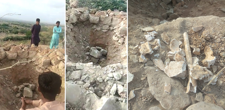 Skeletons, human skeletal remains, centuries-old graveyard, Karachi, ancient graveyard