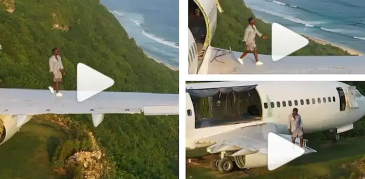 viral video scary video, video, man walking, aeroplane, plane