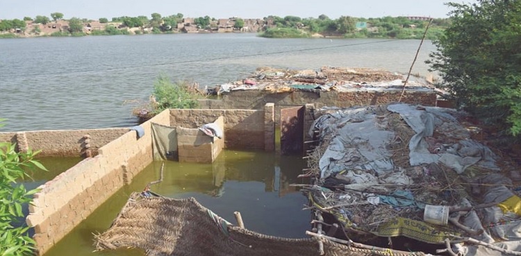 Floodwater, enters Qubo Saeed Khan, Qambar-Shahdadkot