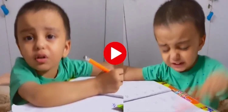 child viral video crying homework