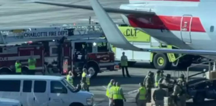 Firefighters, unusual smell, US plane, nail polish