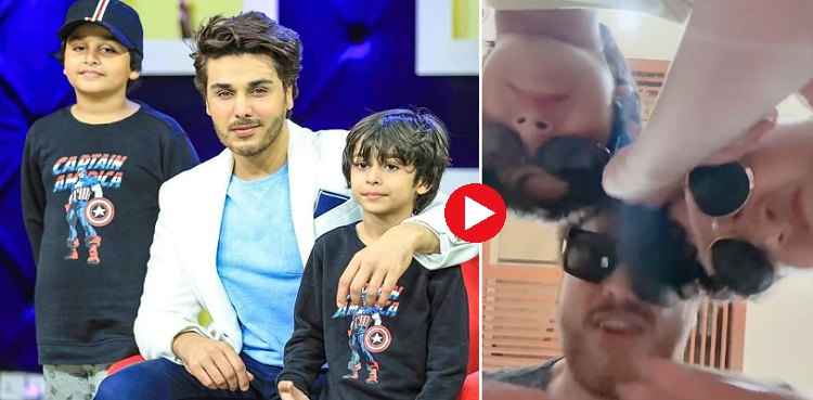 ahsan khan viral reel video with sons