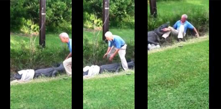 man escapes death alligator