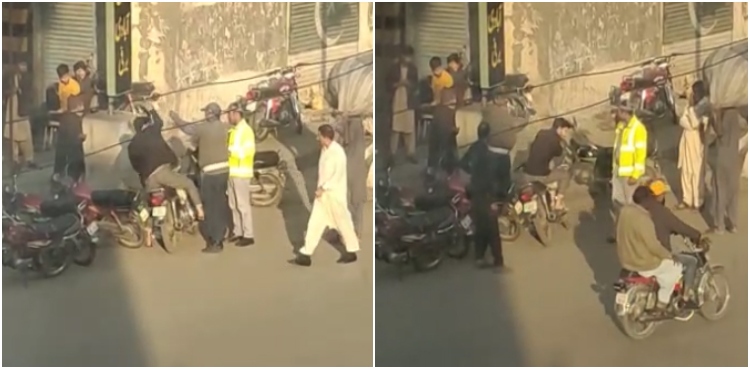 Lahore traffic cop tortures citizen, traffic cop tortures citizen, viral video