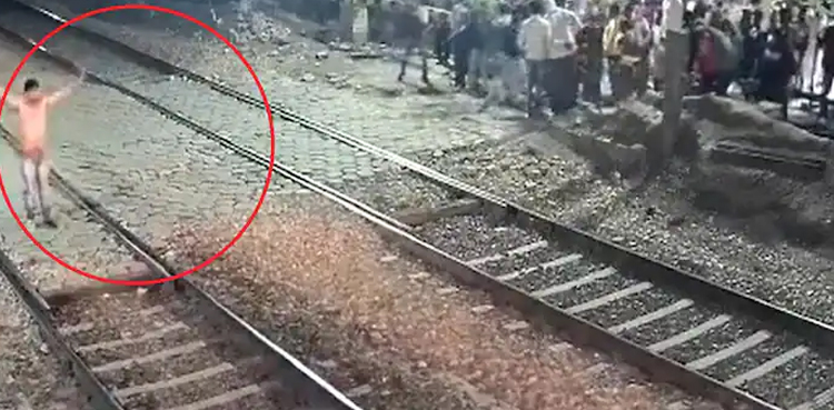 main, suicide, train, moving train, video, viral,