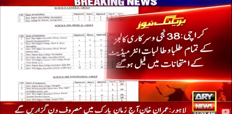 students fail, Karachi colleges