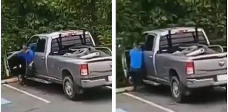 CCTV Video, Viral video, driver forgot parking brake