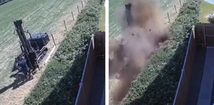Viral video, Man Digging Holes, Hits Gas Pipeline,