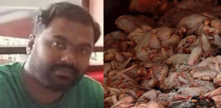 Man arrested, storing 500-kg chicken, rotten chicken,