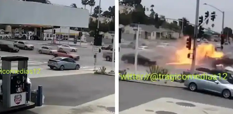 Car crashes, flames, Twitter, bursting