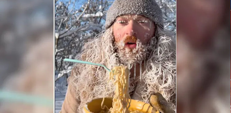 Viral video, eat noodles extreme cold, Instagram