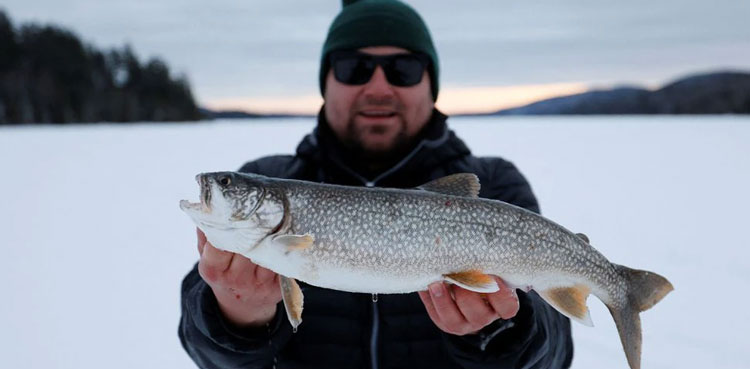 Winter ice fishing Canada