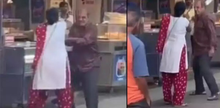 Viral video Elderly couple wrestles
