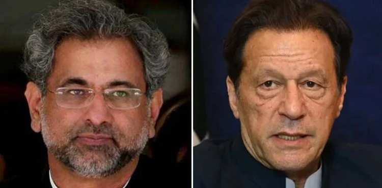 PML-N Shahid Khaqan Abbasi, PTI chairman Imran Khan,