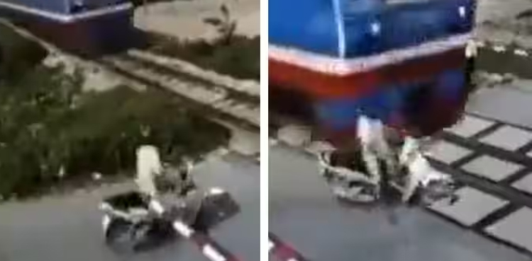 Man escapes, train collusion, cross rail on red light,
