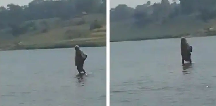 walks on water, walking on water, woman, viral video, viral, video