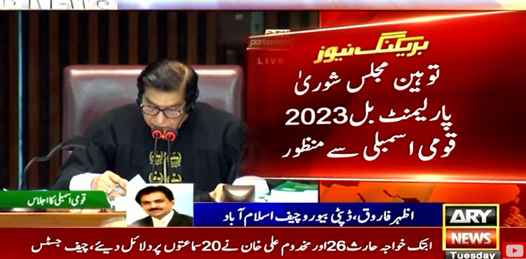 Contempt of Parliament Bill passed, National Assembly, majority vote
