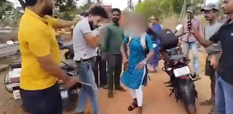 College girl, beats man, harassing