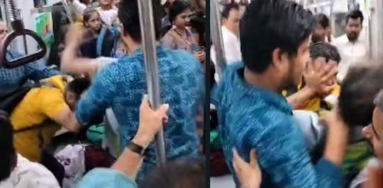 viral metro fight, Delhi metro train, viral video