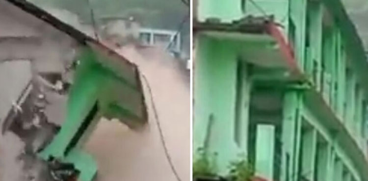 Three-storey hotel collapses India viral video
