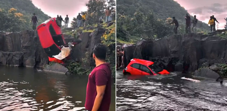 Viral video, Car falls into waterfall, car accident