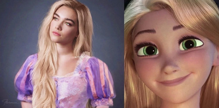 florence pugh rapunzel, tangled film, florence pugh, rapunzel