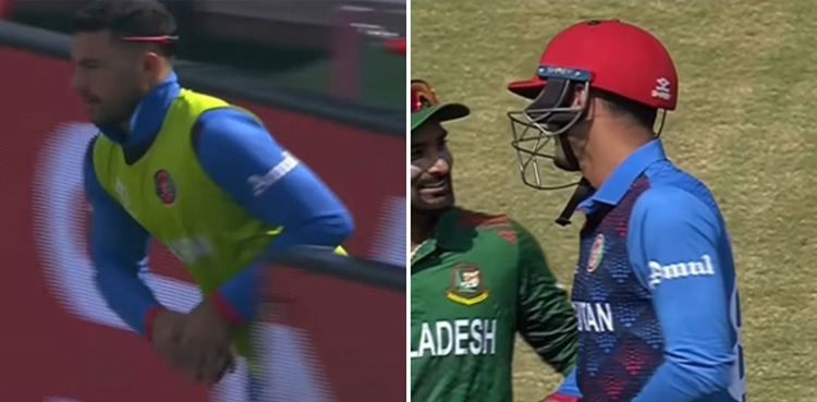 BAN vs AFG, Mujeeb Ur Rahman, arrives at crease, without his box