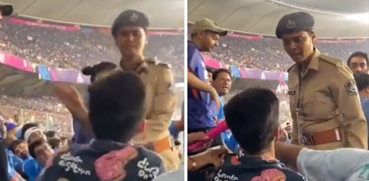 Female cop spectator fight, India Pakistan match, Ahmedabad, viral video, ICC Cricket World Cup 2023