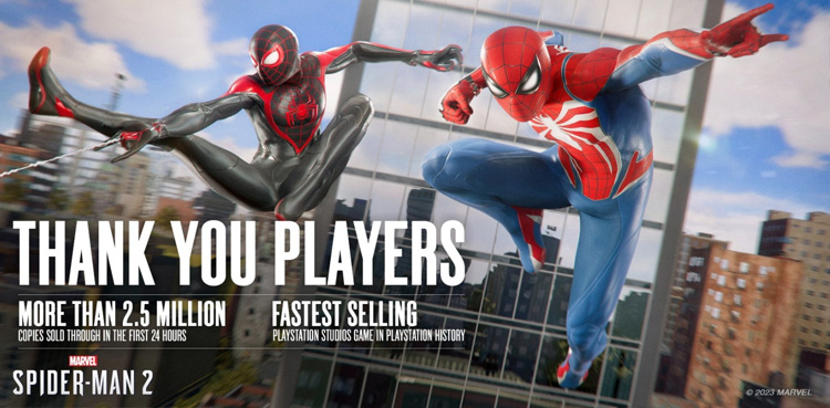 Spider-Man 2, fastest selling, PlayStation studios game